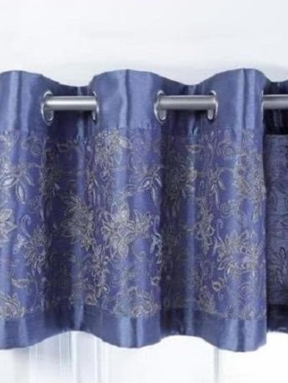 Style Master Blue Glitter Grommet Valance -